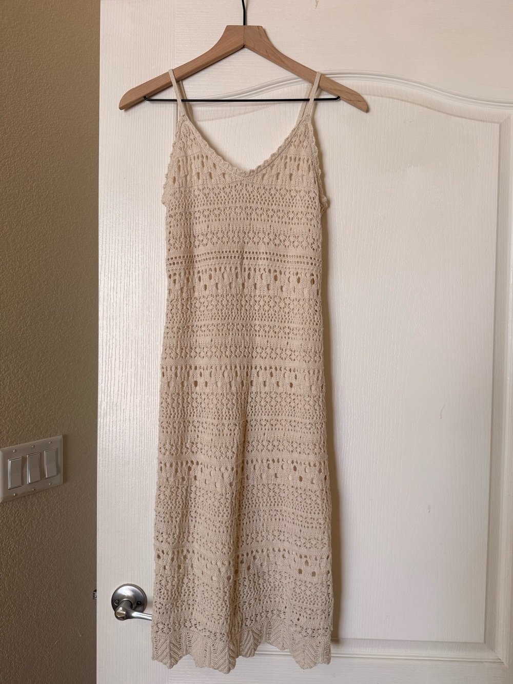 Sleeveless Crochet Midi Dress in Cream